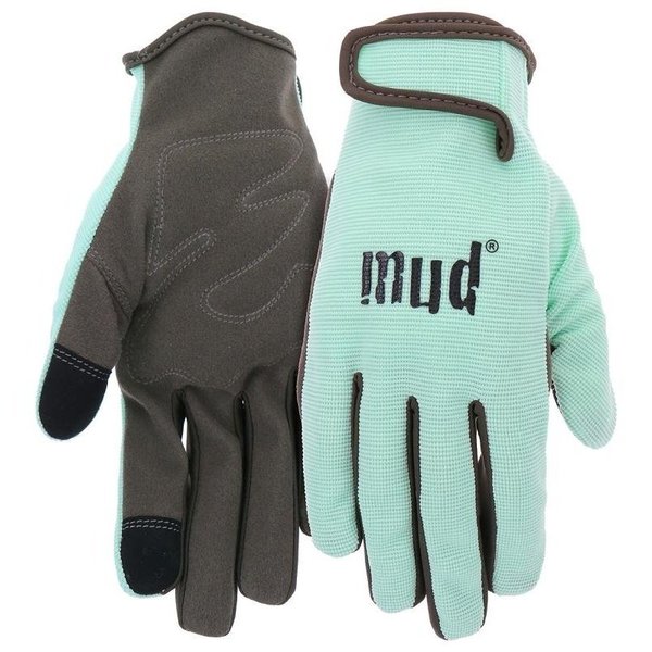 Mud MD51001MTWSM Garden Gloves, Women's, SM, Hook and Loop Cuff, SpandexSynthetic Leather, Mint MD51001MT-WSM